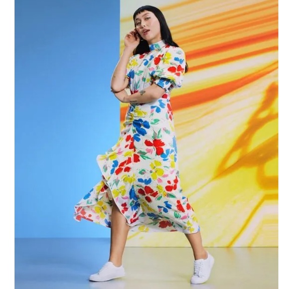 RIXO Dresses & Skirts - RIXO x TARGET Floral Mock Neck Cascade Ruffle Dress